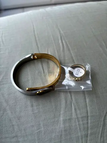 Gucci Two-tone Bangle Bracelet and Matching Ring Set