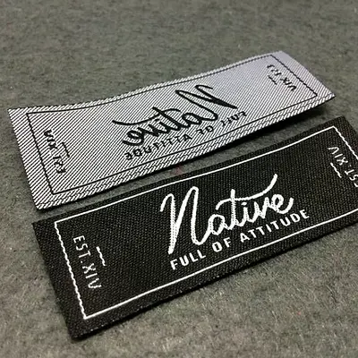 Pair of Native Full of Attitude Woven Clothing Labels / Tags