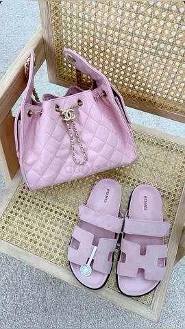 Chanel Light Pink Quilted Bucket Bag with Matching Pink Sandals - Set