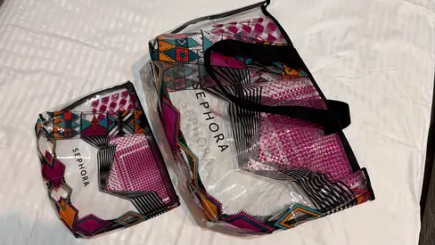 Sephora Clear Tote Bag with Colorful Pattern - Gently Used