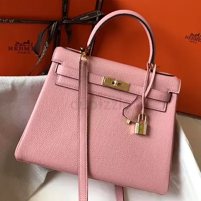 Hermes Kelly Retourne 28 Bag In Pink Clemence Leather