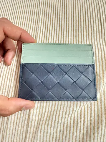 Bottega veneta leather card holder - blue/green