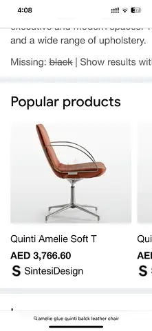 Quinti Amelie swivel leather office chair - black (good condition) 2 piece