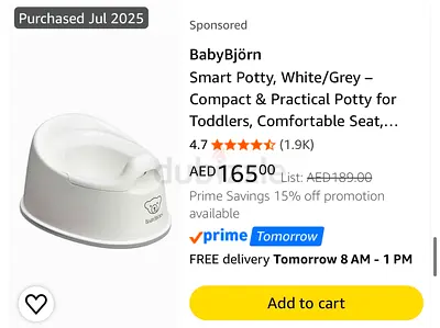 Baby Bjorn Smart Potty - White/Grey, Compact Toddler Potty (Like New)