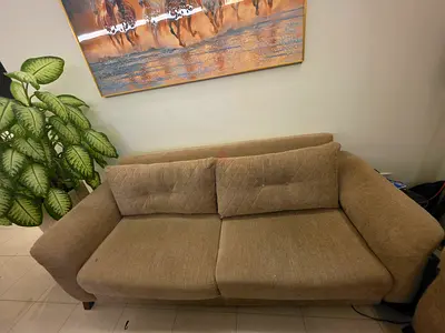 Comfortable 3+2+1 Seater Beige Fabric Sofa cum bed with storage