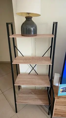 Tall 4-Tier Open Shelf Unit with Wood Effect Shelves and Black Frame