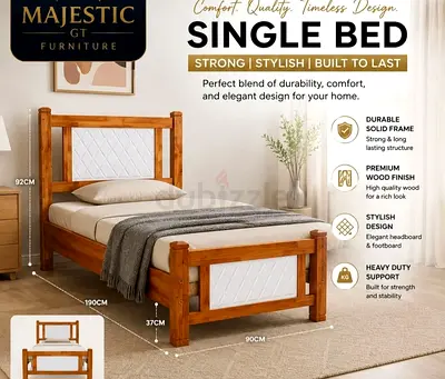 Brand new Single size Solid wood bed frame With Mattress Available