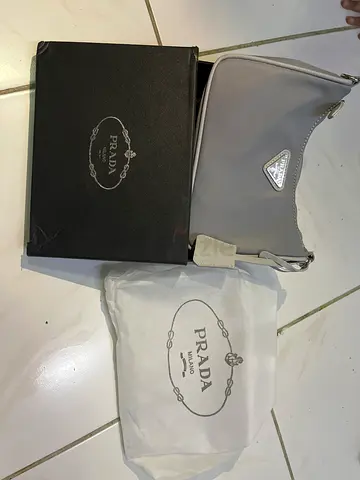 Prada Re-Edition 2000 Small Shoulder Bag - Light Grey, with Box  Dustbag