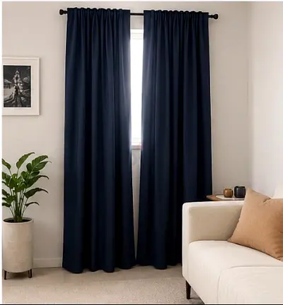 Pair of Navy Blackout Curtains - 2 Panels, Heavy-Drape, Good Condition