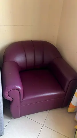 Sofa-Maroon Leather Single Armchair - Comfortable 1-Seater