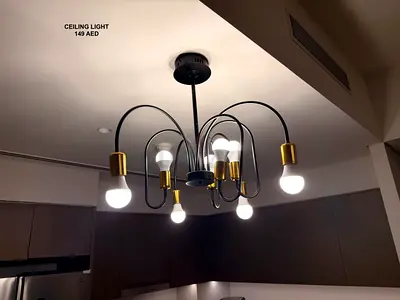 Modern black gold ceiling light chandelier - 6 bulbs