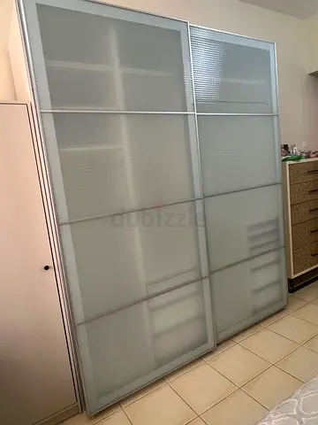 Large Sliding Wardrobe with Frosted Glass Doors - Good Condition