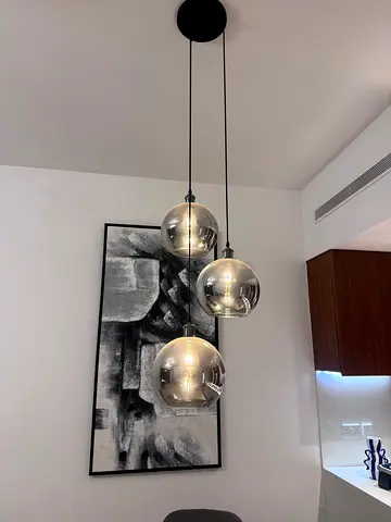 Modern Triple Pendant Glass Ceiling Light - Chrome/Silver