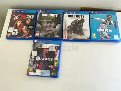 Bundle of 5 PS4 Games — FIFA 19, FIFA 21, WWE 2K20, Call of Duty (2) — Good Condition
