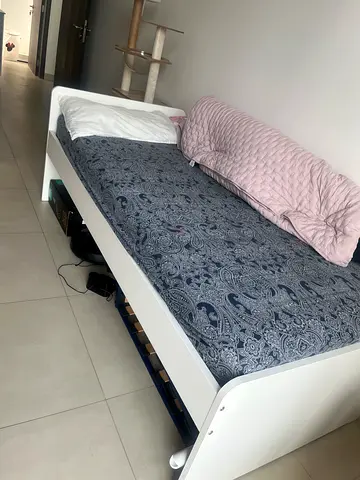 White single bed frame with mattress - good condition