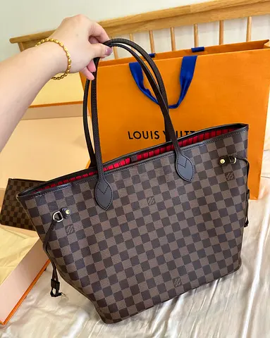 Louis Vuitton Damier Ebene Neverfull Tote Bag