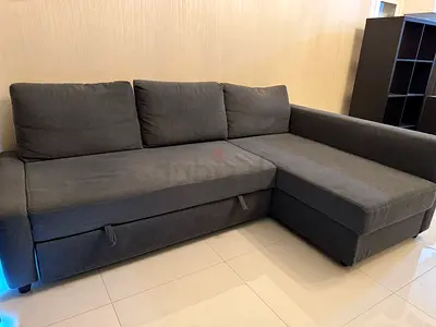 IKEA Grey L-shaped Sofa Bed with Storage