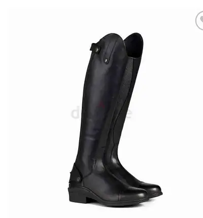 Black Leather Knee-High Riding Boots - Size 41/ UK7