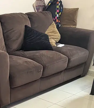 Brown 3-Seater Fabric Sofa in Good Condition