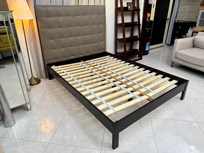 West Elm Low Grid-Tufted Leather Bed