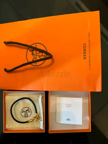 Hermès Bracelet with Box and Bag - Black Cord, Gold Hardware