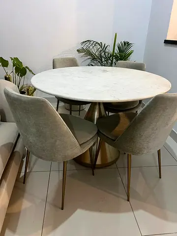WEST ELM Marble Dining Table Set
