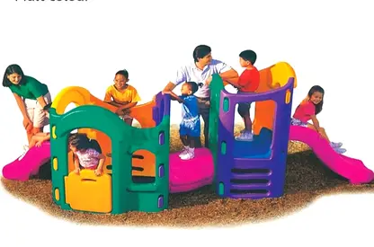 Used Outdoor Plastic Playhouse Slide Set — Small Playground for Kids