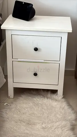 White 2-drawer wooden bedside table/nightstand - good condition
