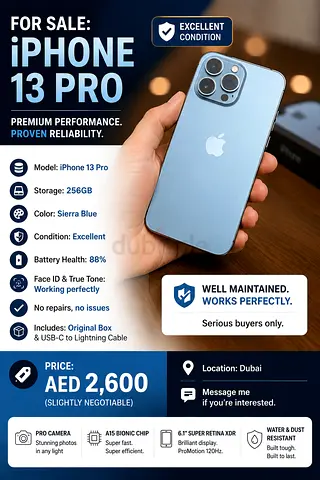 iPhone 13 Pro 256GB Sierra Blue - Excellent Condition