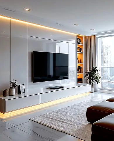 55-65 Wall-Mounted Flat Panel TV in Modern Living Room (Good Condition)