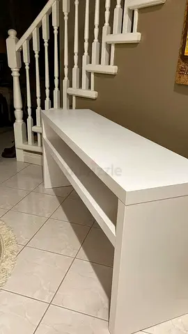 Modern White Console Table with Shelf