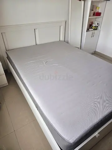 IKEA SONGESAND Double Bed with MORGEDAL Mattress Bedside Table – Good Condition