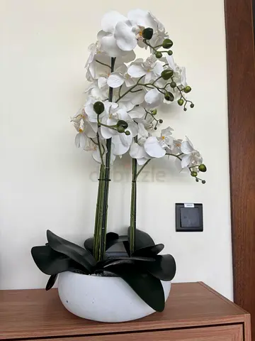 White Artificial Orchid Plant in Decorative Pot