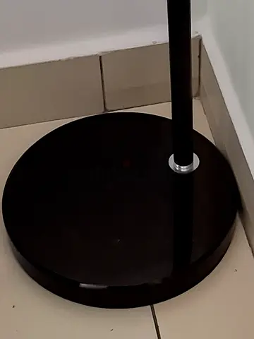 Black Floor Lamp with Round Weighted Base, remote control and colour changing bulbs