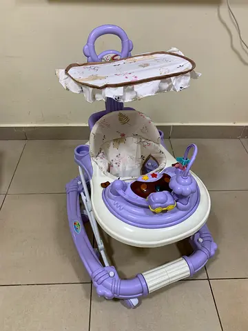 Lightweight baby walker with toy tray and seat - lavender