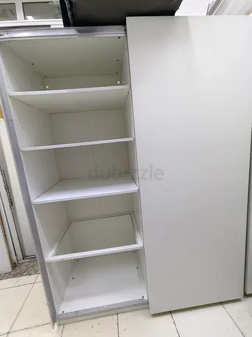 White Sliding Door Wardrobe / Storage Cabinet with Shelves - Good Condition