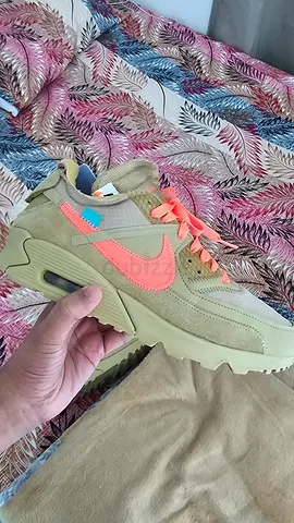 Nike Air Max style Mens sneakers, beige with pink accents, lightly used