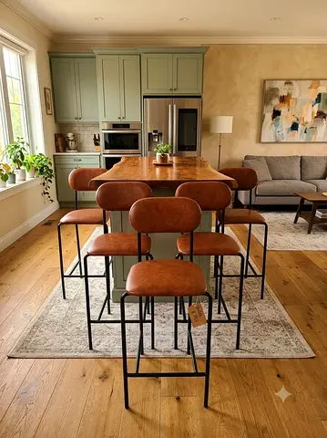 Leather Bar Stools with Metal Frame - Light Brown 150 For 1 Piece