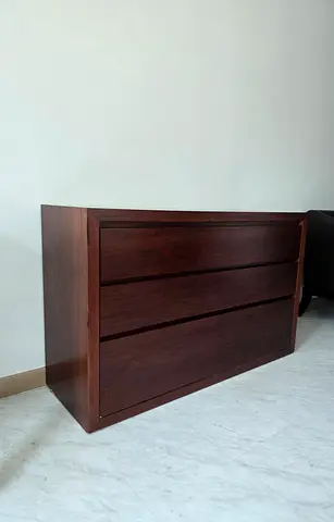 Solid Wood Chest of Drawers with Dark Chestnut/Mahogany-Style Finish