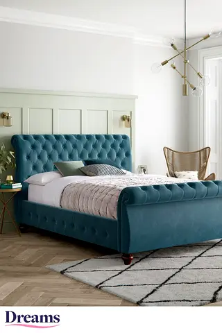 Tufted Velvet queen Size Bed Frame in Teal