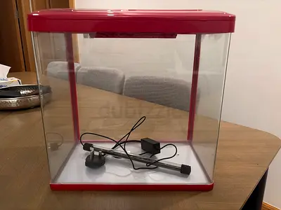 Small rectangular fish aquarium tank with lid and heater (used)