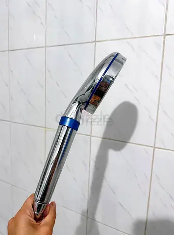 Handheld chrome shower head and filter BLU
