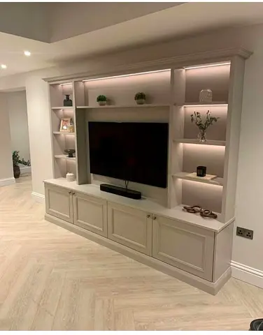 Custom Entertainment Center with Integrated Shelves