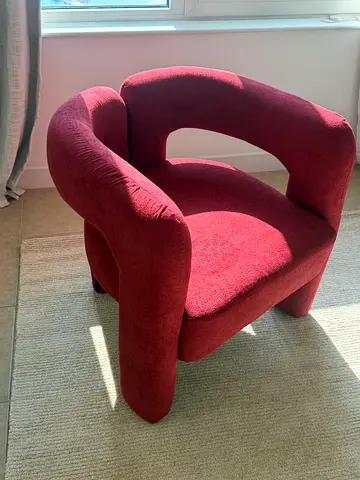 Burgundy Accent Armchair Lounge Chair Boucle Cloud
