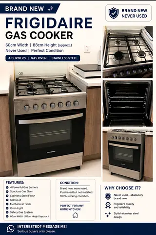 The Frigidaire 4-Burner Gas Cooking Range Brand New