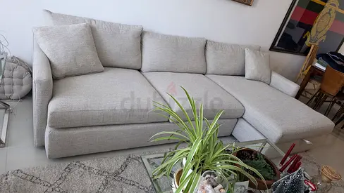Cratebarrel Cement L shape sofa sectional 2 peice