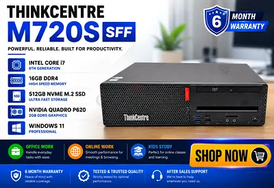 THINKCENTER M720S SFF 12 CORE INTECORE I7 8TH GENERATION RAM 16GB DDR4 NVIDIA QUADRO P620 2GB DDR5