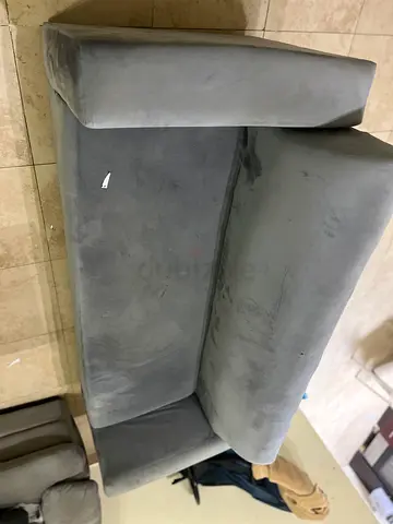 Grey 2-Seater Velvet Sofa - Good Condition