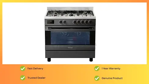 Toshiba Cooking Range 5 Zones With Dual FAN Gas Cooker (RQ1-90MG5GE (GR) Free-standing
