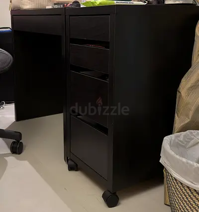 IKEA Black/Brown Desk with BONUS 4-Drawers on Wheels